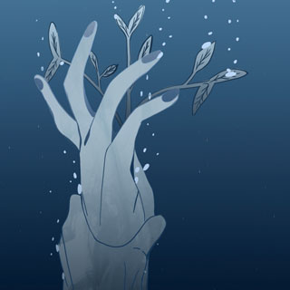 Des mains sous l'eau